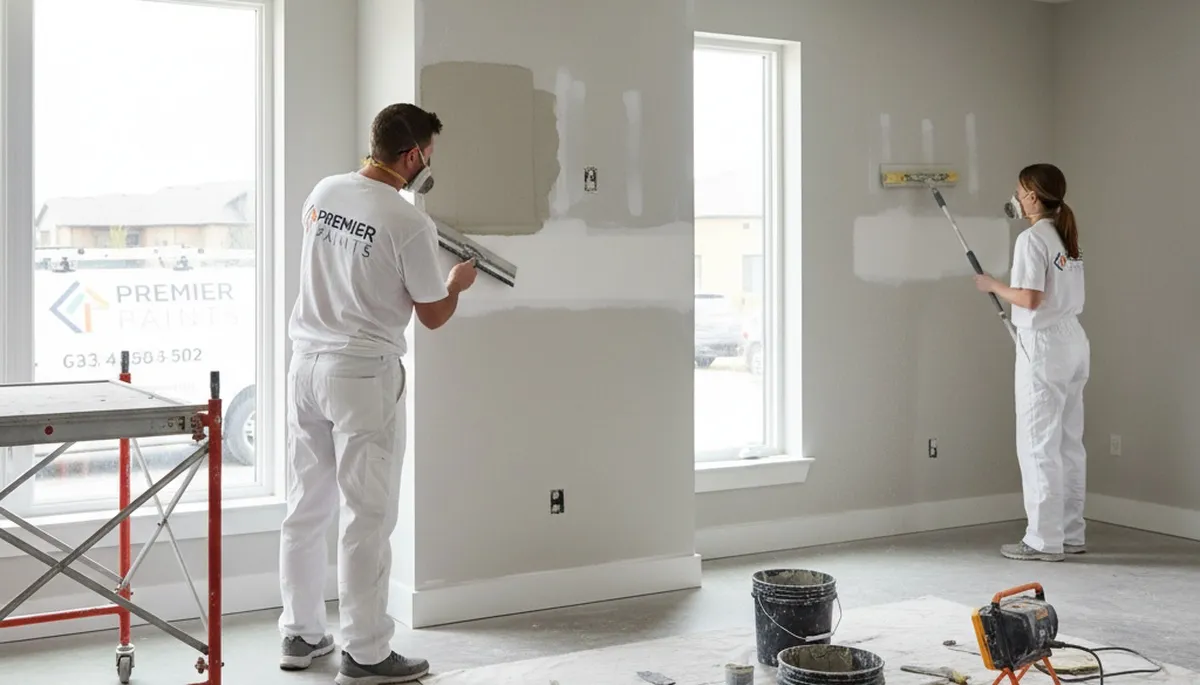 Painter repairing cracked drywall in Redmond WA home, seamless wall restoration by local experts