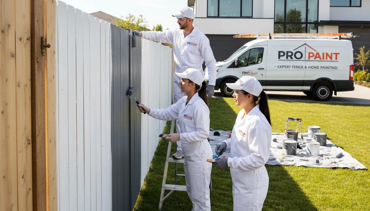 Professional fence painting service in Redmond, WA protecting wood from rain and weather damage