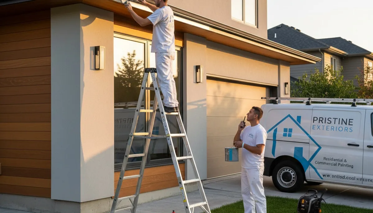 Professional gutter painting service on a Redmond WA home by expert local house painters