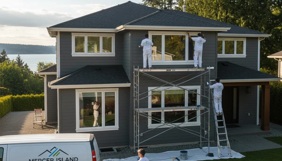 Professional house painters working on exterior home painting in Redmond WA